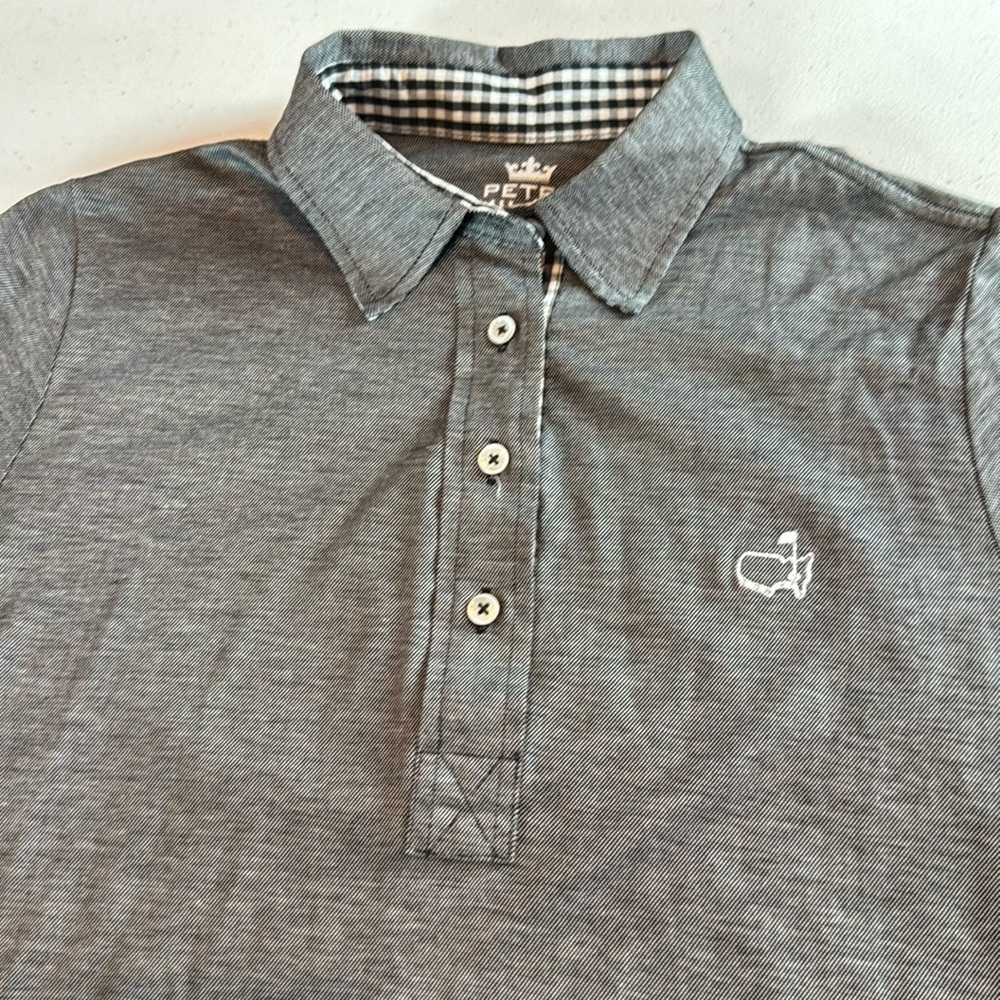 Women’s Peter Millar polo with Masters logo size Small in gray